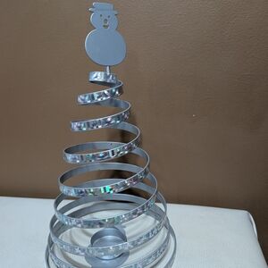 Silver Spiral Snowman Candle Holder
